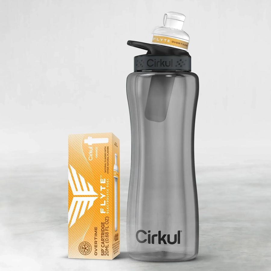 32oz. Black Tint Plastic Bottle w/ Gray & Black Lid 2.0 Bundle W6