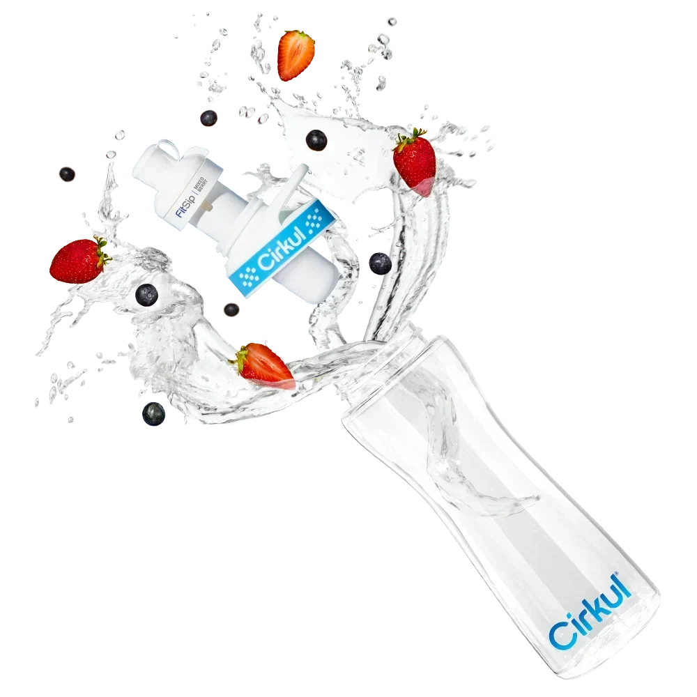 22oz. Plastic Bottle & Blue Comfort Grip Lid R1