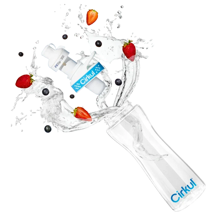 22oz. Plastic Bottle & Blue Comfort Grip Lid R1